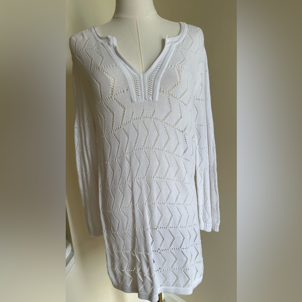 Jones New York White V-Neck Sweater- Large